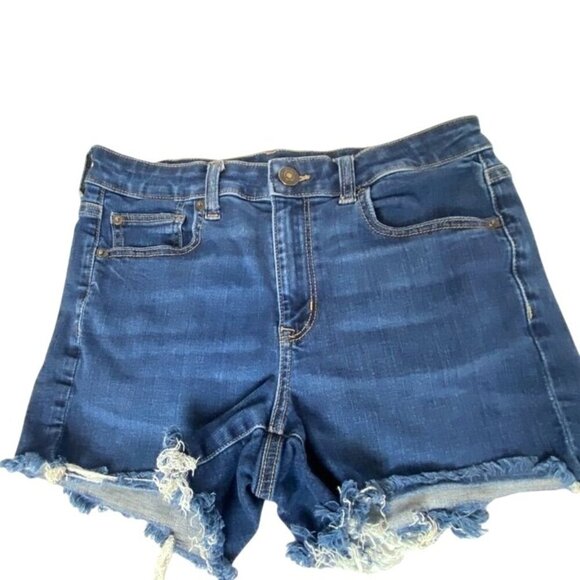 American Eagle Womens Ne(X)t Level Stretch Frayed Hem Denim Shorts Size 8 - Picture 1 of 7